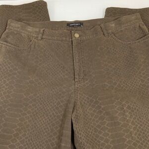 Lafayette 148 Women's Size 16 Snakeskin Print Pants Brown/Olive Cotton Blend